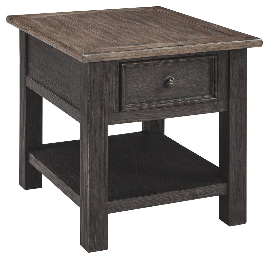 Wooden End Table with One Drawer and One Shelf, Brown and Black - BM207238