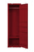 Single Door Wardrobe with Double Storage Compartment and Cremone Bolt, Red - BM207431
