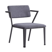 Metal Chair with Fabric Upholstered Seat and Back, Gray - BM207438