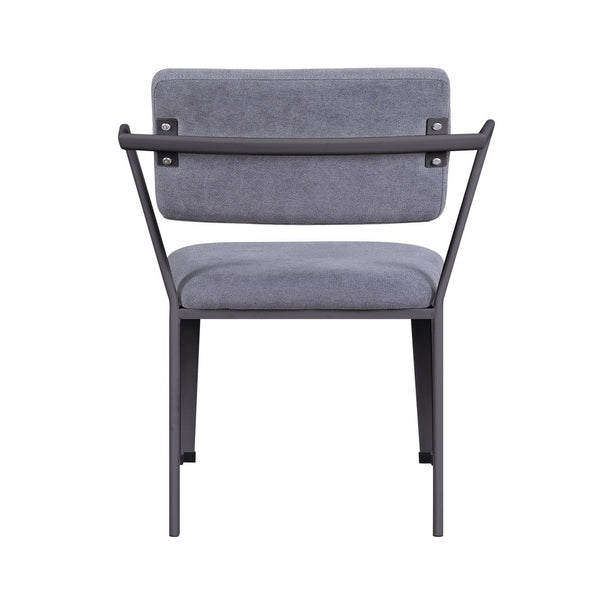 Metal Chair with Fabric Upholstered Seat and Back, Gray - BM207438