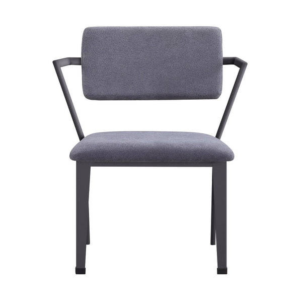 Metal Chair with Fabric Upholstered Seat and Back, Gray - BM207438