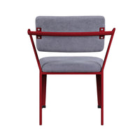 Fabric Upholstered Metal Base Chair with Flared Armrest, Red and Gray - BM207446