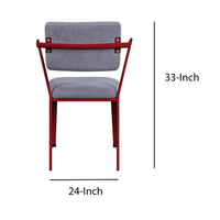 Fabric Upholstered Metal Base Chair with Flared Armrest, Red and Gray - BM207446
