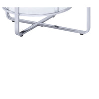 Contemporary Metal End Table with Open Bottom Shelf, Silver and Clear - BM207515