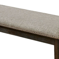 Fabric Upholstered Bench with Nailhead Trim and Tapered Legs in Gray and Espresso - BM208010