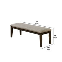 Fabric Upholstered Bench with Nailhead Trim and Tapered Legs in Gray and Espresso - BM208010