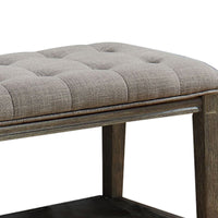 Traditional Bench with Button Tufted Seat and Open Bottom Shelf in Gray - BM208035