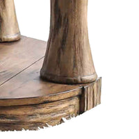 Transitional Round End Table with Open Shelf and Turned Legs,Antique Oak - BM208118