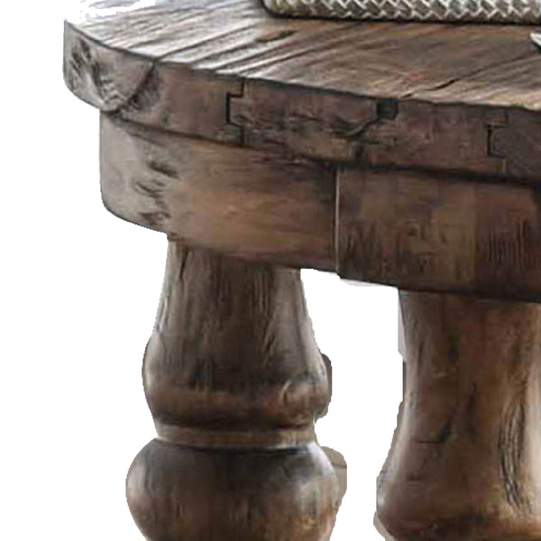 Transitional Round End Table with Open Shelf and Turned Legs,Antique Oak - BM208118