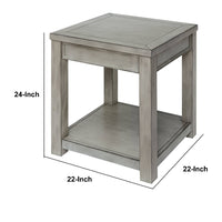 Transitional Style Square End Table with Open Shelf in Antique White - BM208123