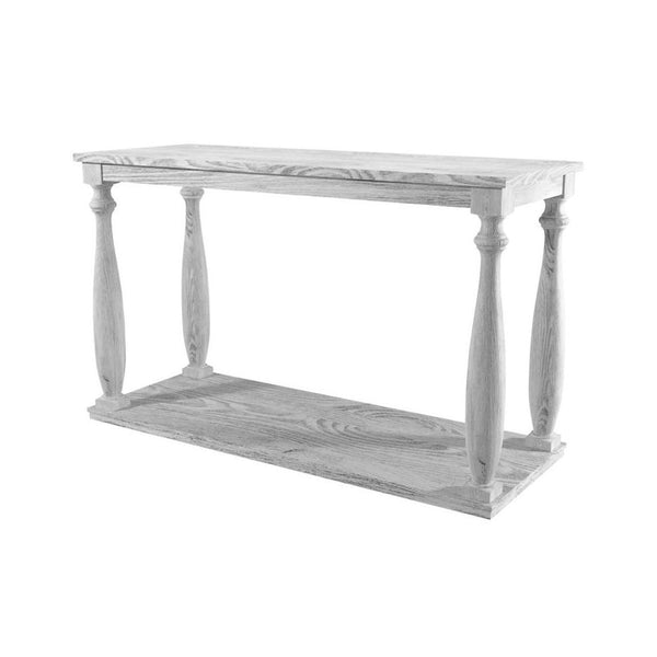 Plank Top Sofa Table with Open Shelf and Turned Legs in Antique White - BM208127