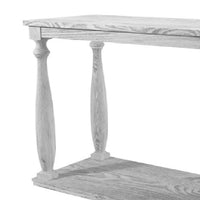 Plank Top Sofa Table with Open Shelf and Turned Legs in Antique White - BM208127