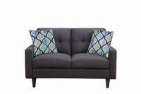 Fabric Upholstered Wooden Loveseat with Tufted Back, Gray - BM208143