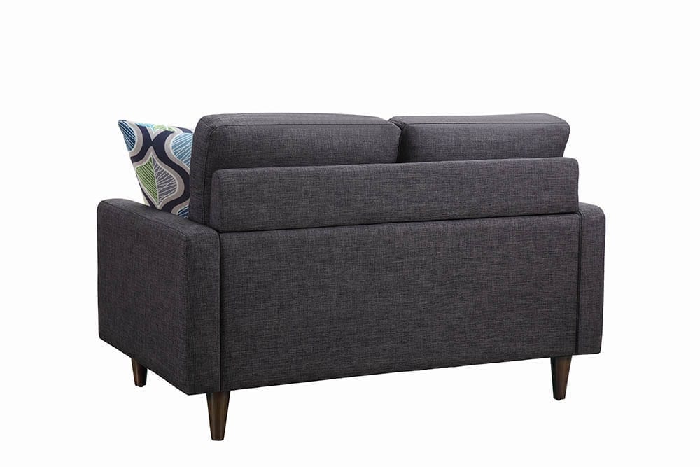 Fabric Upholstered Wooden Loveseat with Tufted Back, Gray - BM208143