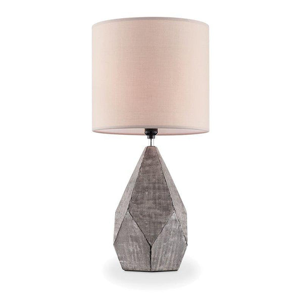 24 Inch Table Lamp with Geometric Design and Multiple Facets, Gray - BM209035
