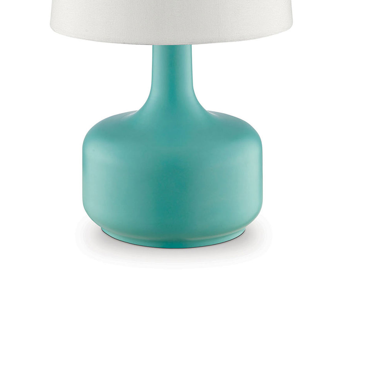 Metal Pot Belly Base Table Lamp with 3 Way Touch Light in White and Sky Blue - BM209051