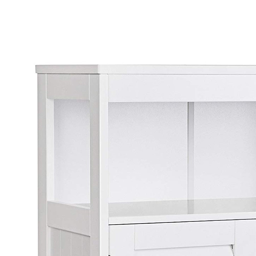 Wooden Bathroom Closet with 1 Open Shelf and 2 Door Cabinet, White - BM209188