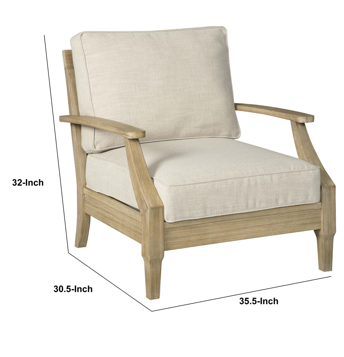 Traditional Wooden Chair with Fabric Cushioned Seating, Beige and Brown - BM209281