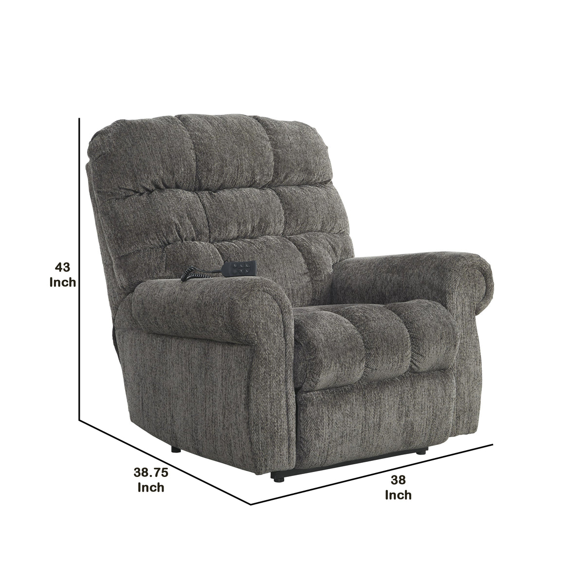Upholstered Metal Frame Power Lift Recliner with Tufted Seat and Back in Gray - BM209297