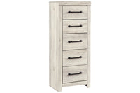 Grained 5 Drawer Wooden Chest with Bar Pull Handles in Distressed White - BM209316