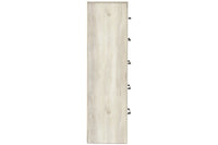 Grained 5 Drawer Wooden Chest with Bar Pull Handles in Distressed White - BM209316