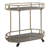 Octagonal Metal Bar Cart with Mirrored Top and Bottom in Silver and Gold - BM209342