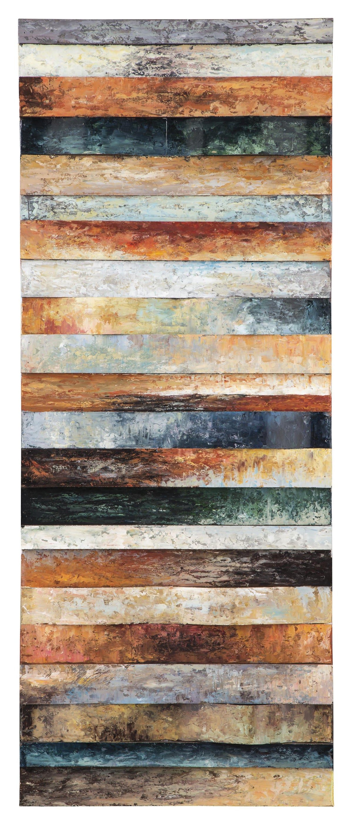 Plank Style Rectangular Wood and Metal Wall Decor in Multicolor - BM209353