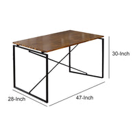 Rectangular Wooden Dining Table with X Shape Metal Base in Black and Brown - BM209583