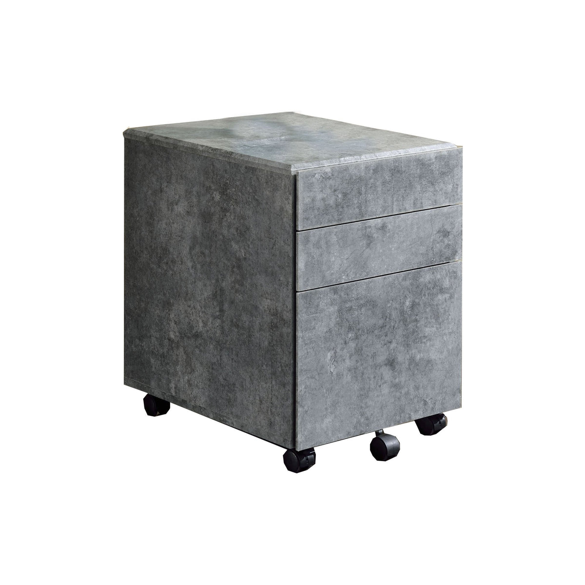 Contemporary Style File Cabinet with 3 Storage Drawers and Casters, Gray - BM209627
