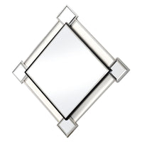 Diamond Shaped Beveled Accent Wall Mirror with Mirror Inserts, Silver - BM209637