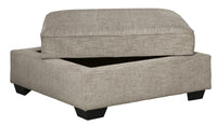 Wooden Ottoman with Hidden Storage and Tapered Block Legs in Gray - BM209655