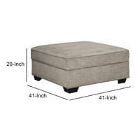 Wooden Ottoman with Hidden Storage and Tapered Block Legs in Gray - BM209655