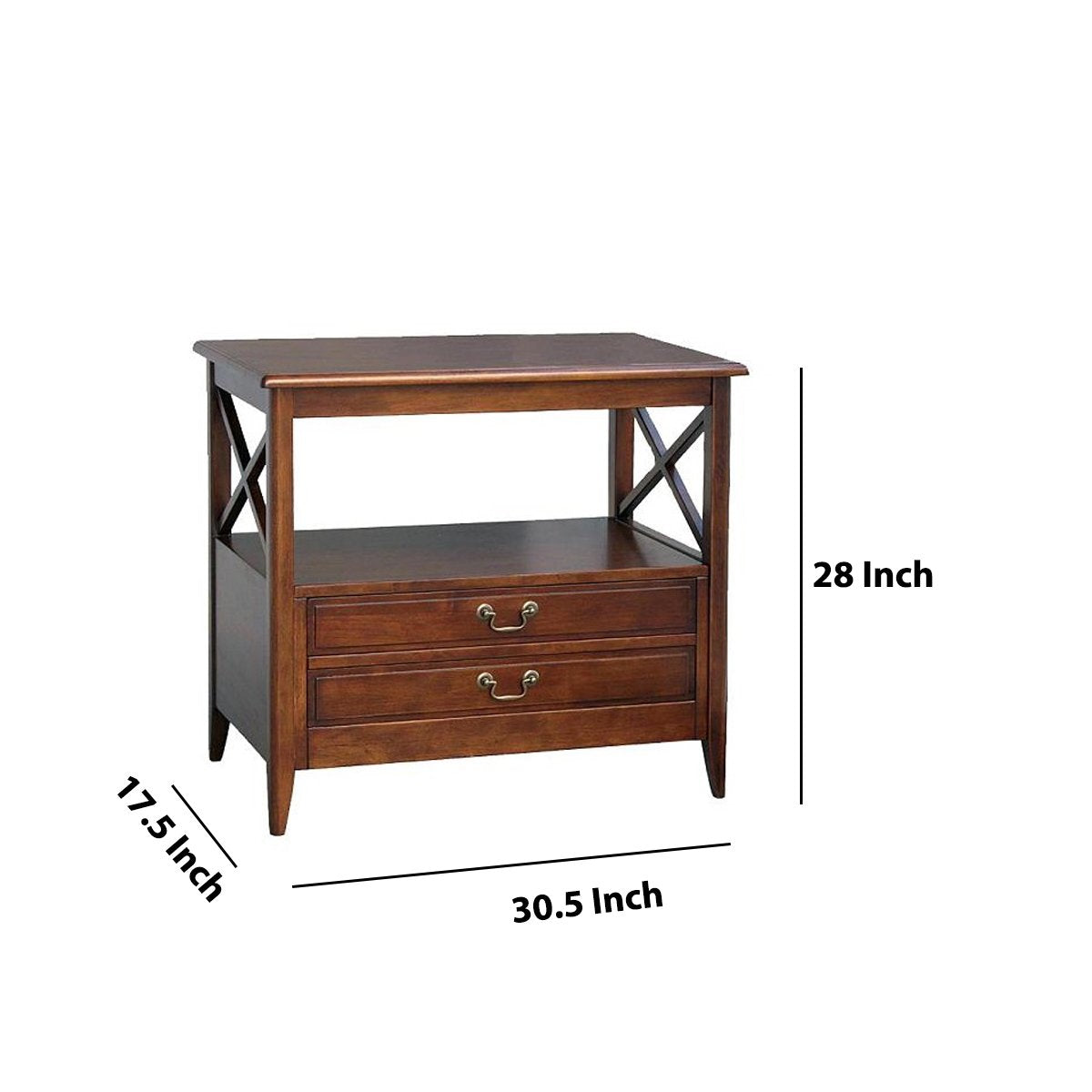 Wooden TV Stand with 2 Drawers and 1 Open Shelf, Dark Brown - BM210139