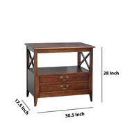 Wooden TV Stand with 2 Drawers and 1 Open Shelf, Dark Brown - BM210139