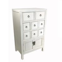 Wooden Chest with 8 Drawers and 2 Door Cabinets, White - BM210154