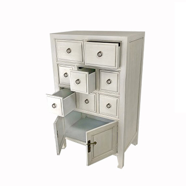Wooden Chest with 8 Drawers and 2 Door Cabinets, White - BM210154