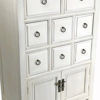 Wooden Chest with 8 Drawers and 2 Door Cabinets, White - BM210154