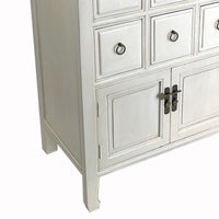 Wooden Chest with 8 Drawers and 2 Door Cabinets, White - BM210154