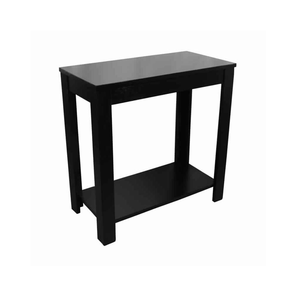 Wooden Chairside Table with Bottom Shelf and Block Legs, Black - BM210203