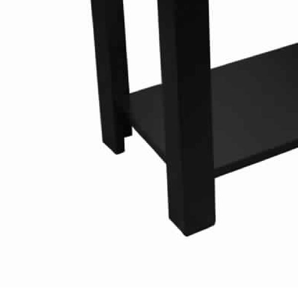 Wooden Chairside Table with Bottom Shelf and Block Legs, Black - BM210203