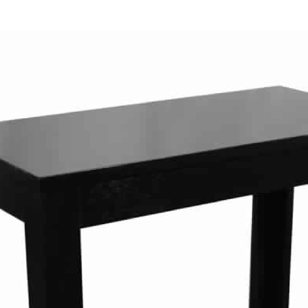 Wooden Chairside Table with Bottom Shelf and Block Legs, Black - BM210203