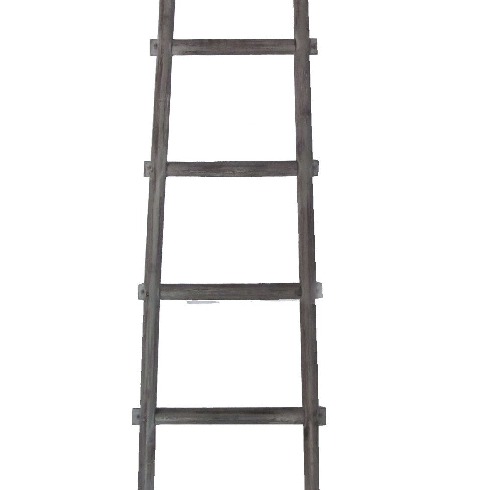 Transitional Style Wooden Decor Ladder with 5 Steps, Gray - BM210390