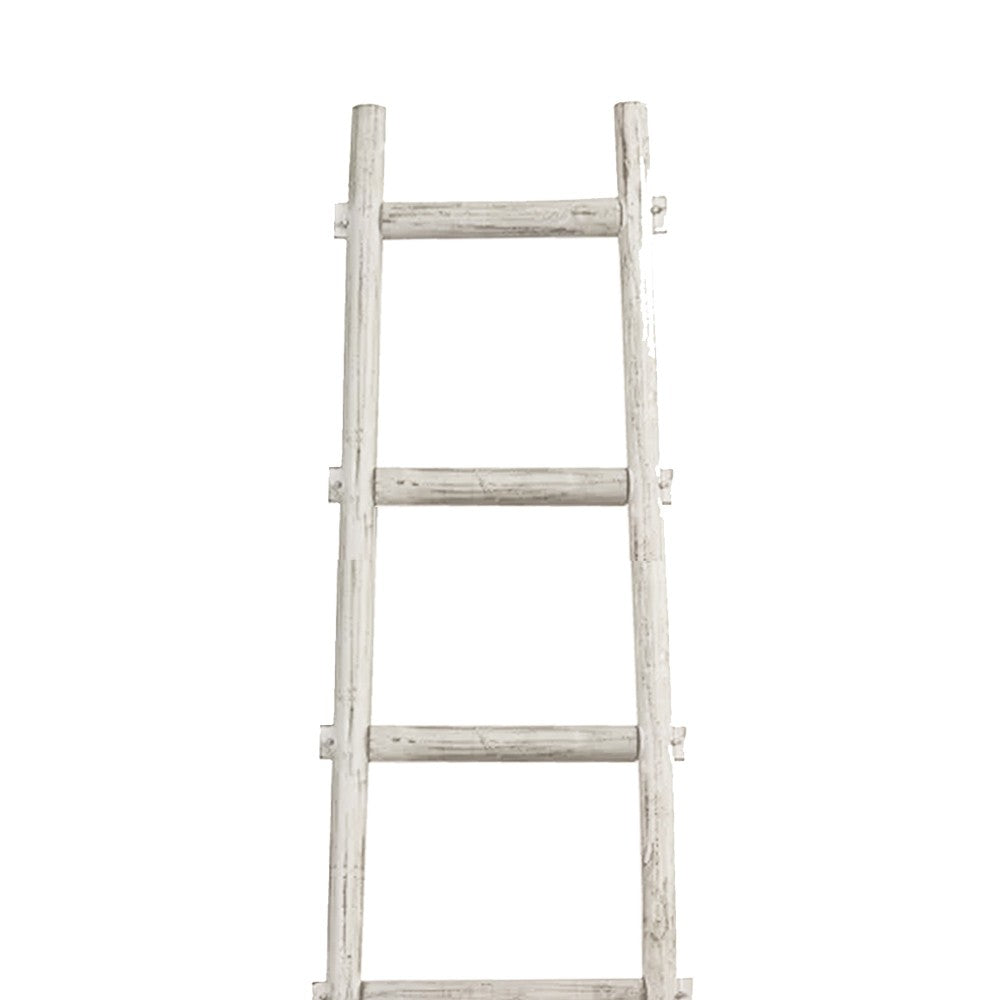 Transitional Style Wooden Decor Ladder with 6 Steps, White - BM210394