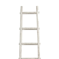 Transitional Style Wooden Decor Ladder with 6 Steps, White - BM210394