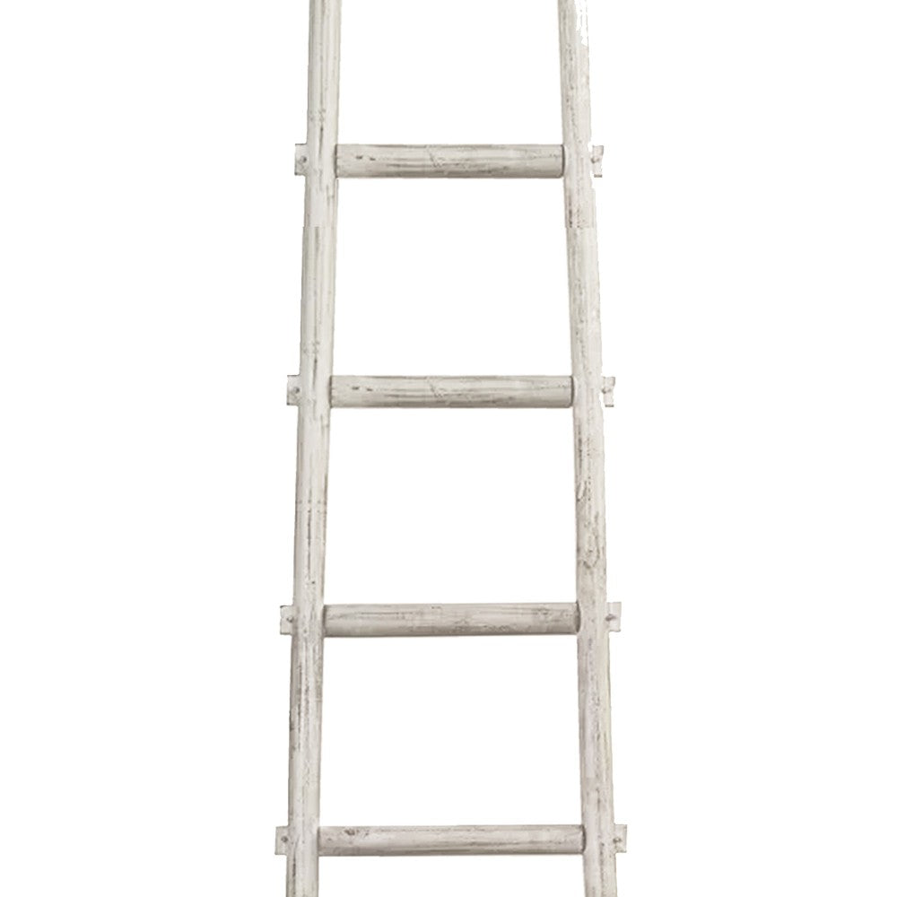 Transitional Style Wooden Decor Ladder with 6 Steps, White - BM210394