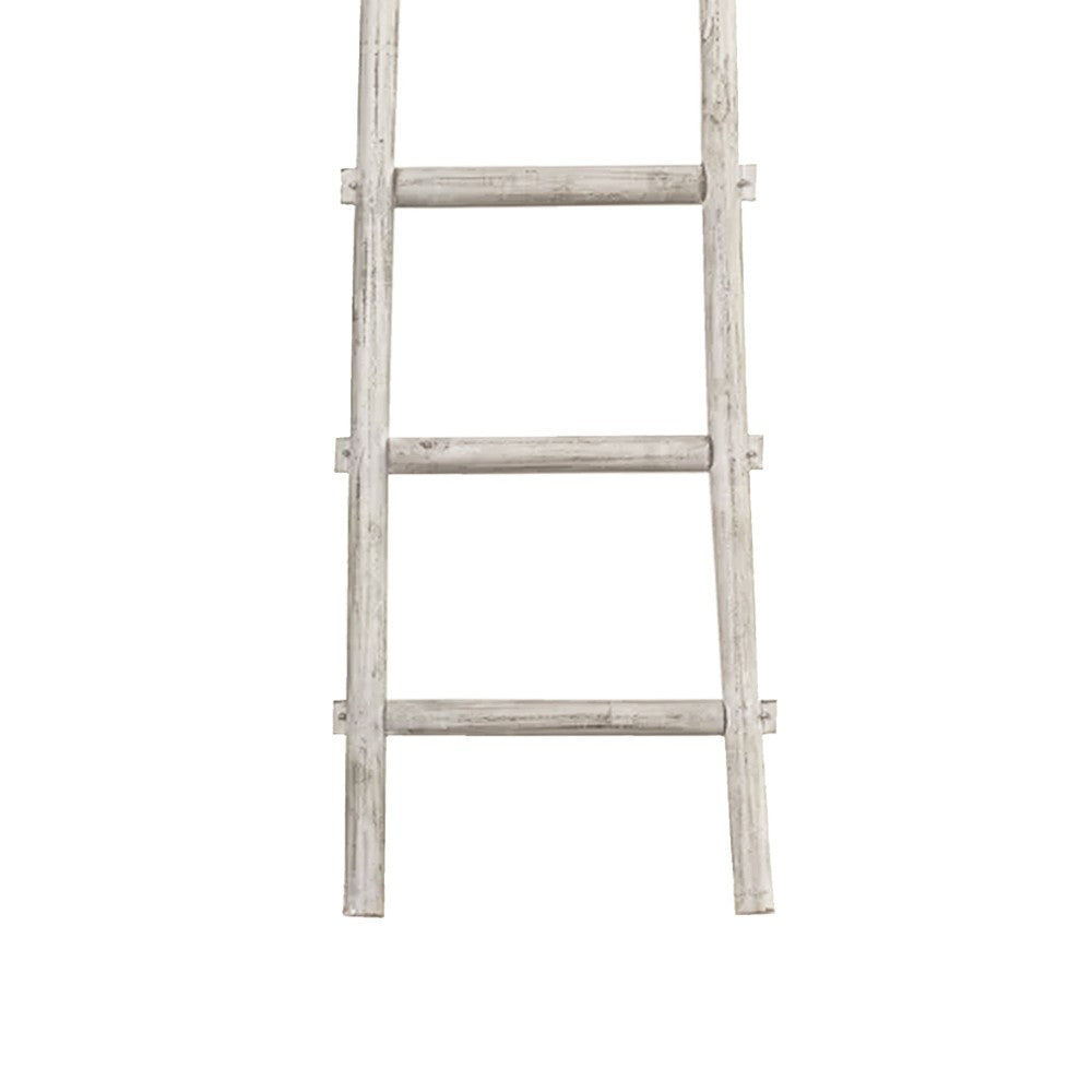 Transitional Style Wooden Decor Ladder with 6 Steps, White - BM210394