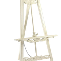 Wooden Hand Carved Tripod Easel with Back Leg Support, White - BM210400