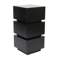 Wooden Pedestal Stand in Stacked Cube Design, Antique Black - BM210406