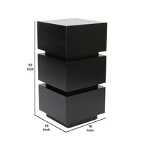 Wooden Pedestal Stand in Stacked Cube Design, Antique Black - BM210406