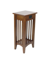 Wooden Pedestal Stand with 1 Drawer and Open Bottom Shelf, Oak Brown - BM210411